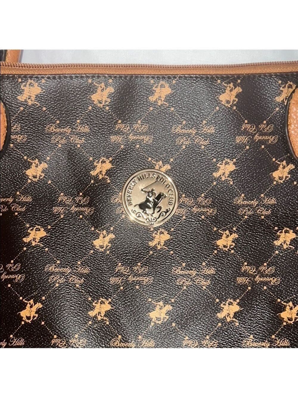 Brown and Black Monogram Tote Bag, NWT, 20X12X7.5, All Vegan Materials T5 - Picture 4 of 11